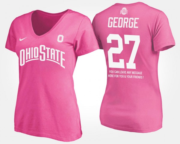 Ohio State Buckeyes Eddie George Women's #27 Pink With Message College Football T-Shirt 2404YXVI2